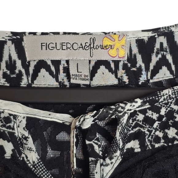 Figueroa & Flower by Anthropologie Blouse Womens Large Boho Top Flowy Geometric - Picture 2 of 10